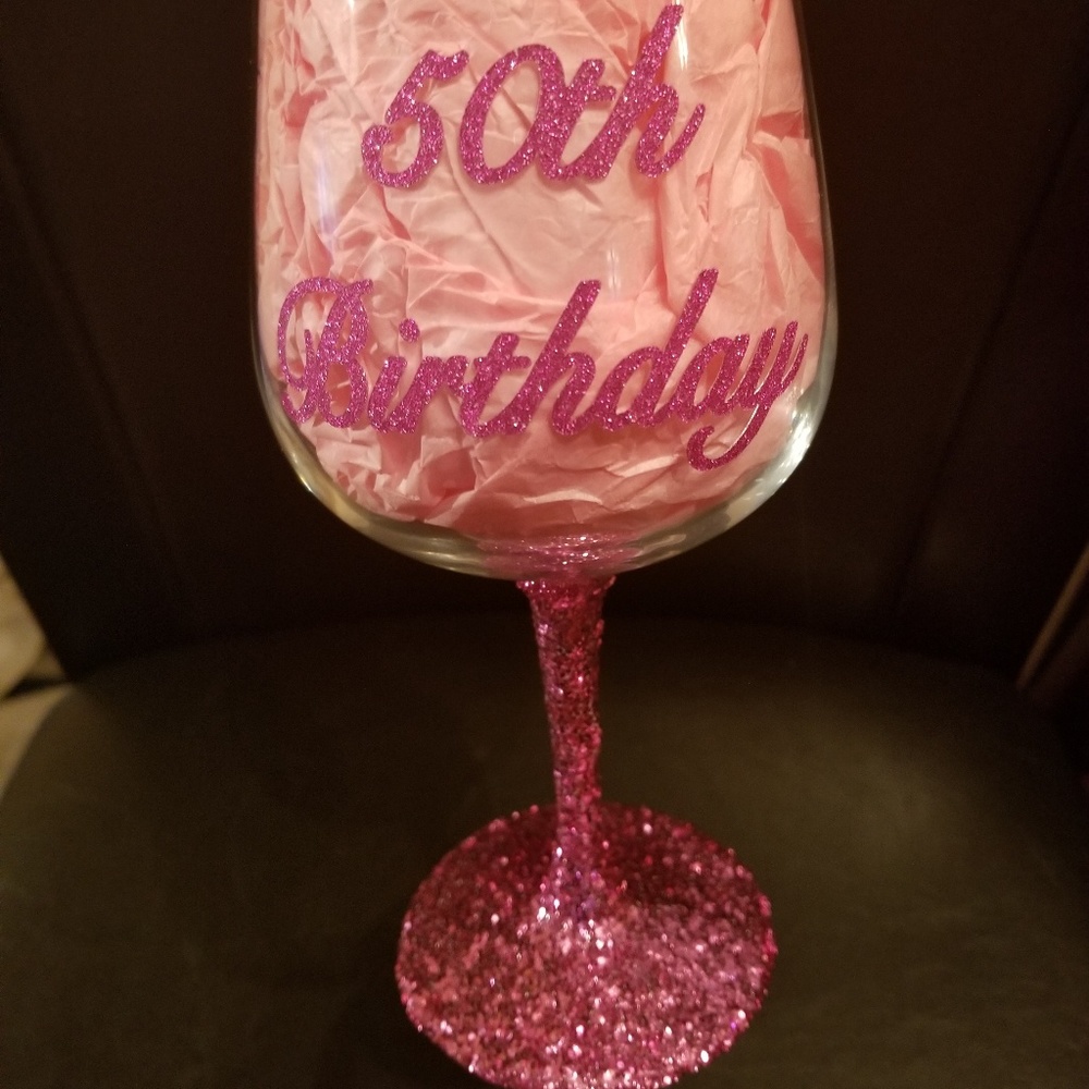 Customized wine glass and bling bottles